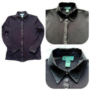 RL Cotton mesh button up black shirt S